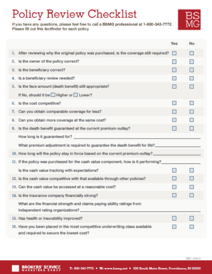 Policy Review Checklist